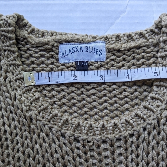 ALASKA BLUES GOLDEN BEIGE CROCHET KNIT VINTAGE* VEST CAMI TANK SIZE LARG… - Picture 7 of 12